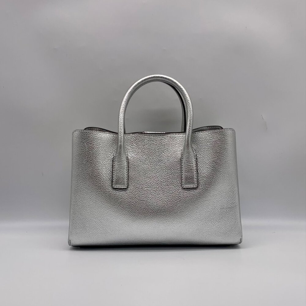 Michael Kors Silver Pebbled Leather Small Ruthie Satchel - Picture 2 of 12